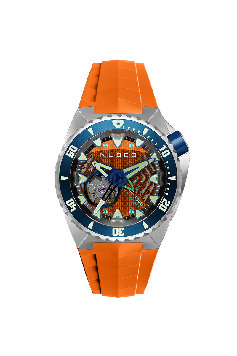 Nubeo Men's 44mm Megalodon Automatic Limited Edition Open Heart Rubber Strap Watch - Image 4