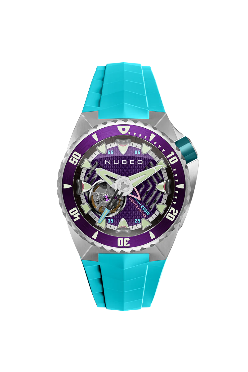 Nubeo Men's 44mm Megalodon Automatic Limited Edition Open Heart Rubber Strap Watch - Image 5