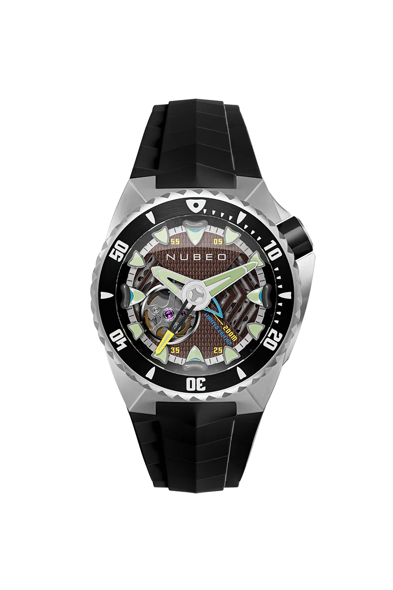 Nubeo Men's 44mm Megalodon Automatic Limited Edition Open Heart Rubber Strap Watch - Image 6