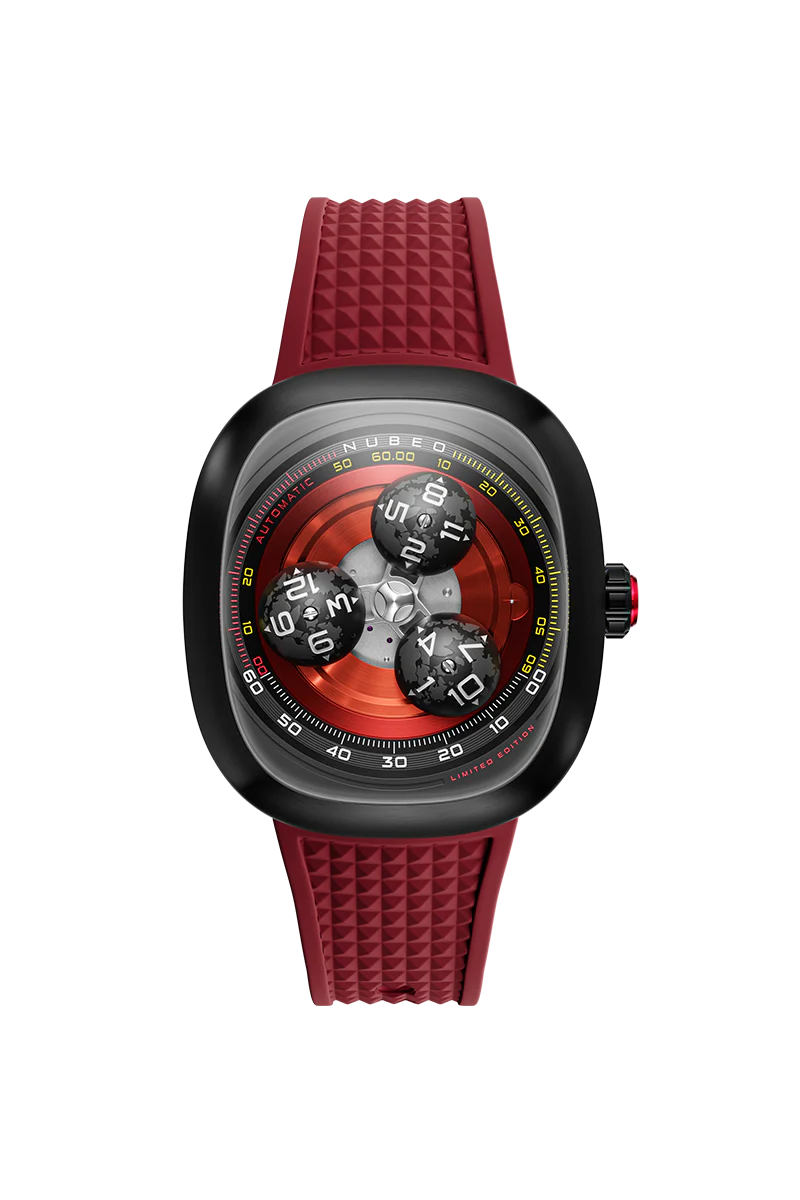 Nubeo Men's 46mm Tri-Star Orbit Automatic Limited Edition Oval Rubber Strap Watch - Image 2