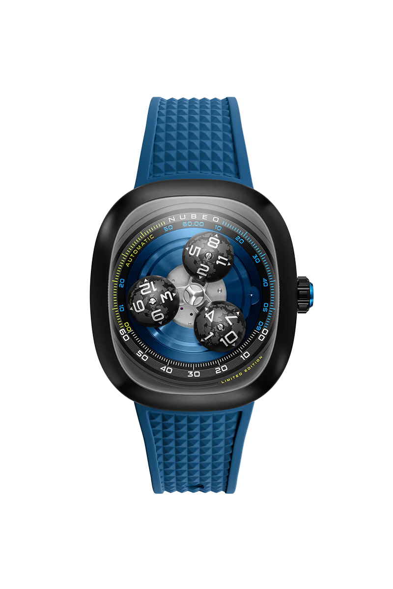 Nubeo Men's 46mm Tri-Star Orbit Automatic Limited Edition Oval Rubber Strap Watch - Image 4