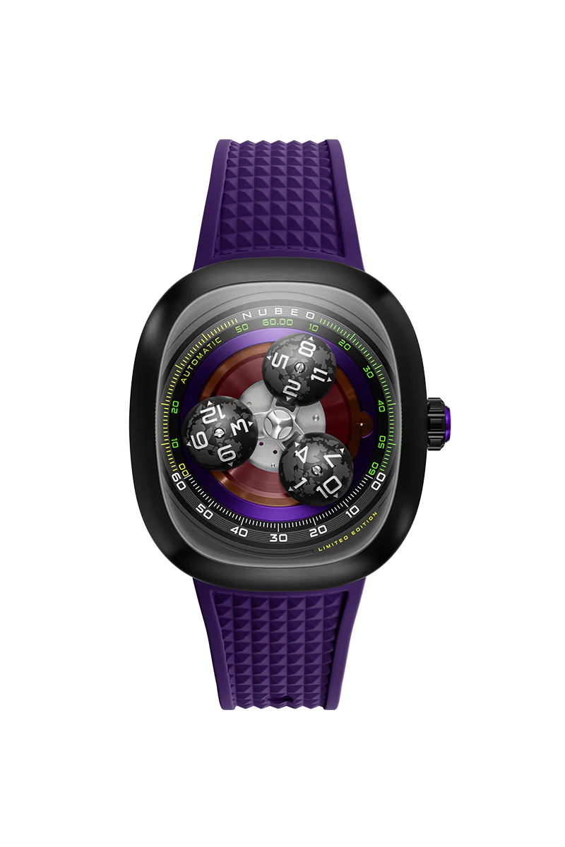 Nubeo Men's 46mm Tri-Star Orbit Automatic Limited Edition Oval Rubber Strap Watch - Image 5