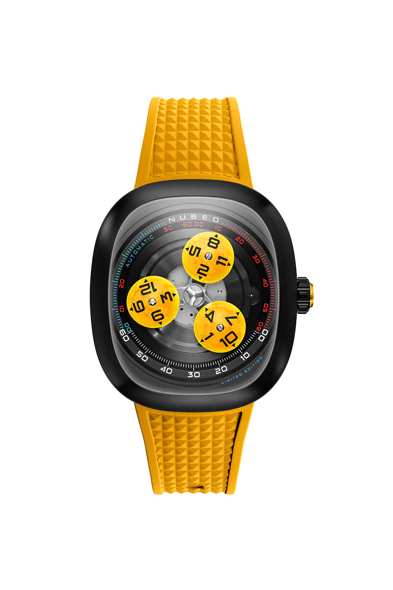 Nubeo Men's 46mm Tri-Star Orbit Automatic Limited Edition Oval Rubber Strap Watch - Image 6