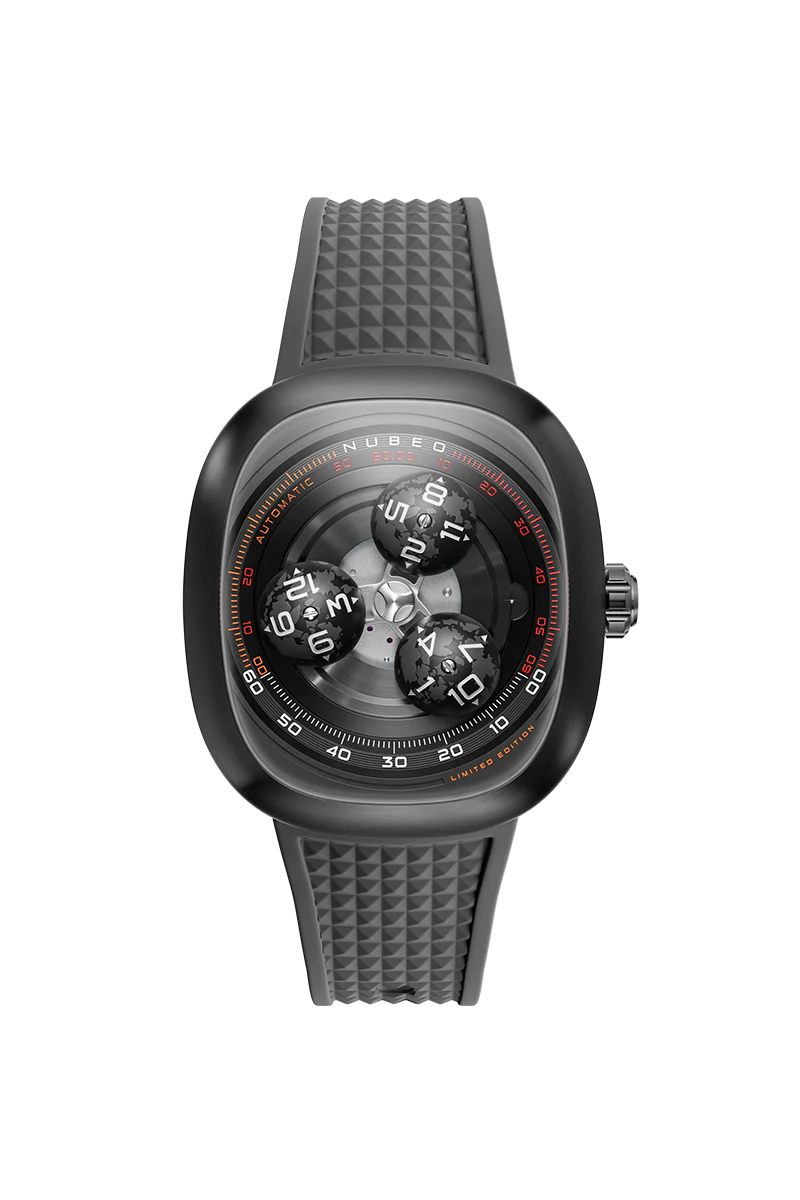 Nubeo Men's 46mm Tri-Star Orbit Automatic Limited Edition Oval Rubber Strap Watch - Image 8
