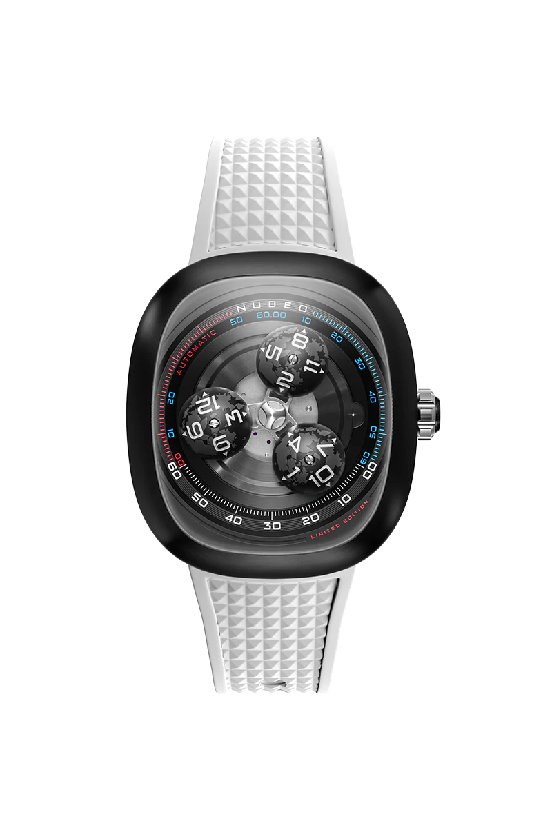 Nubeo Men's 46mm Tri-Star Orbit Automatic Limited Edition Oval Rubber Strap Watch - Image 9