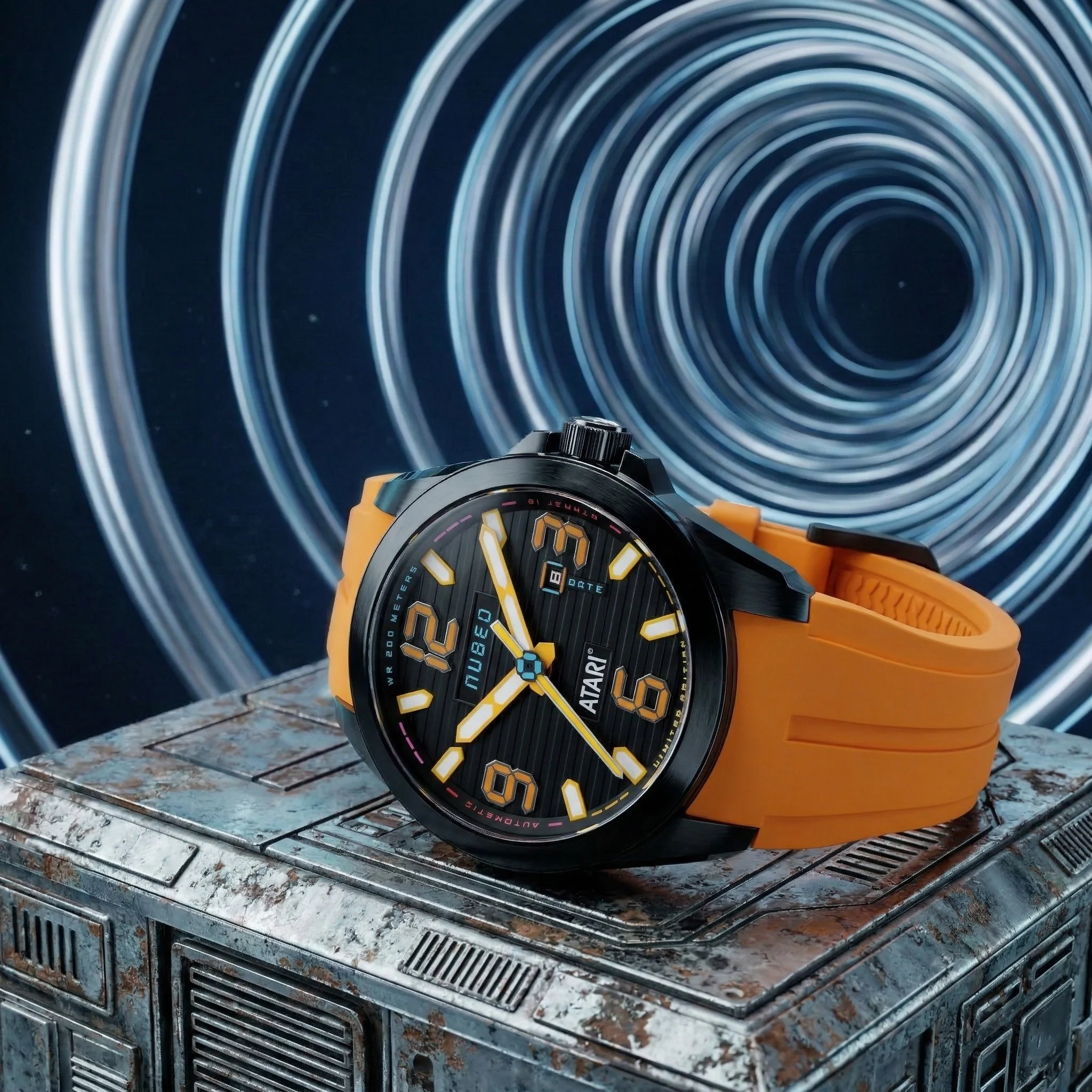 Nubeo Men's 48mm Torrent Automatic Atari Rainbow Limited Edition Rubber Strap Watch - Image 12