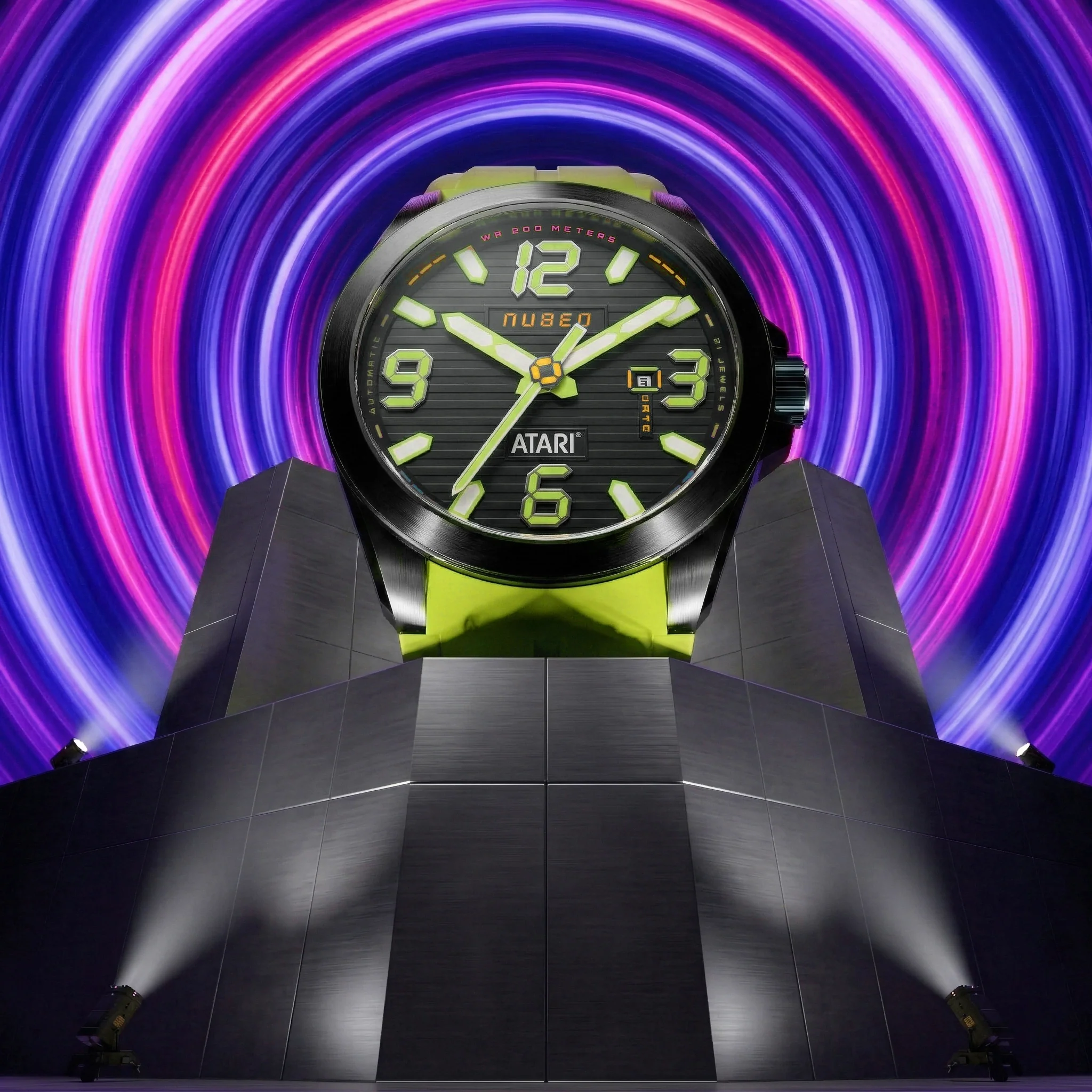 Nubeo Men's 48mm Torrent Automatic Atari Rainbow Limited Edition Rubber Strap Watch - Image 8
