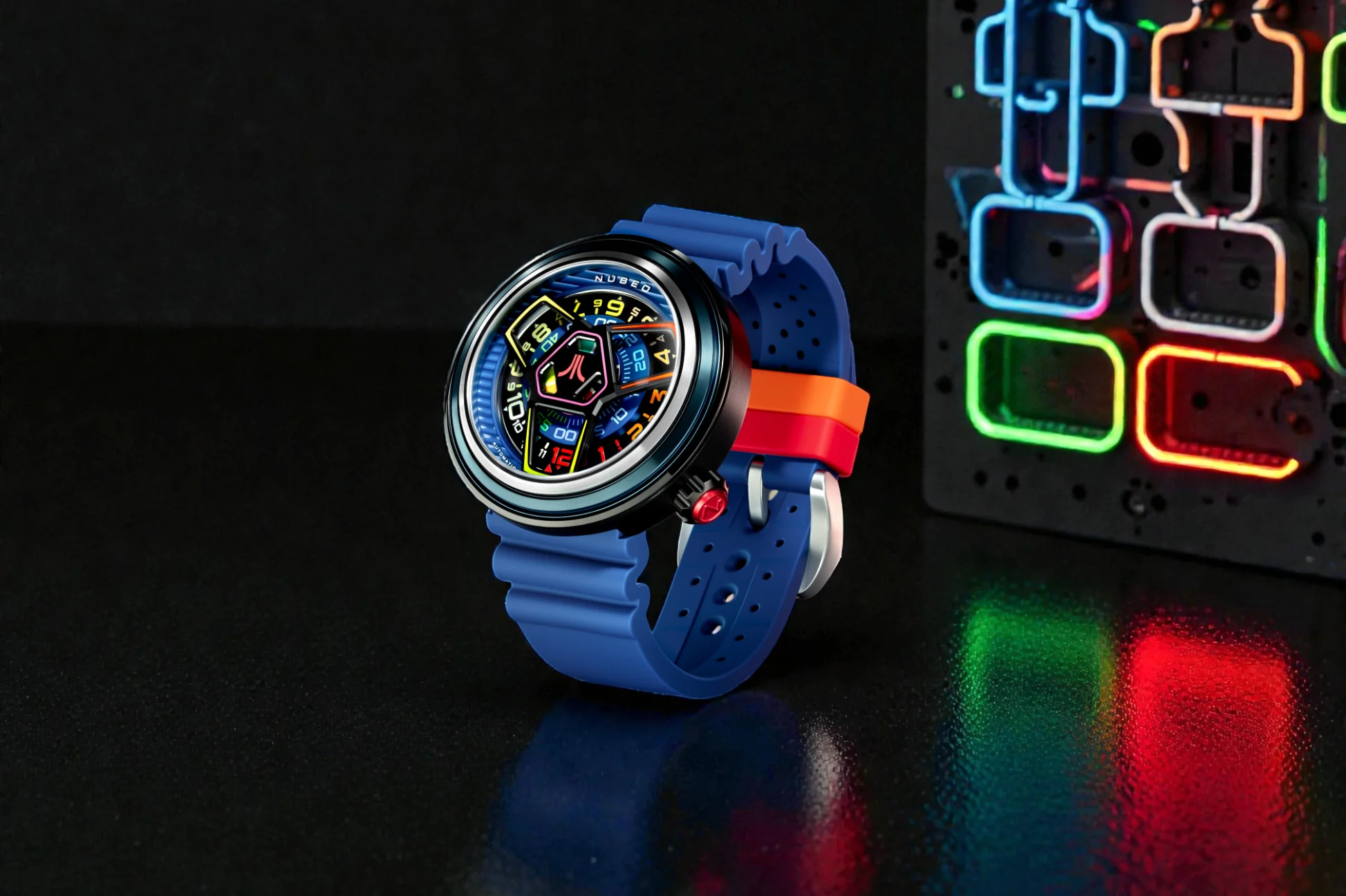 Nubeo Men's 48mm Ventana Atari Retro Gamer Automatic Rubber Strap Watch - Image 6