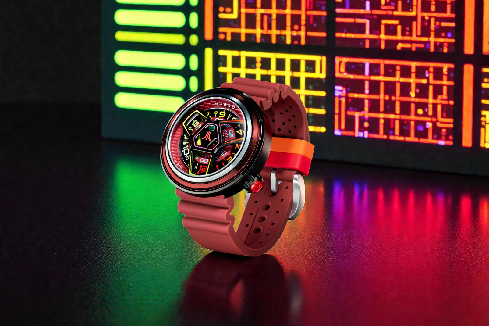 Nubeo Men's 48mm Ventana Atari Retro Gamer Automatic Rubber Strap Watch - Image 8