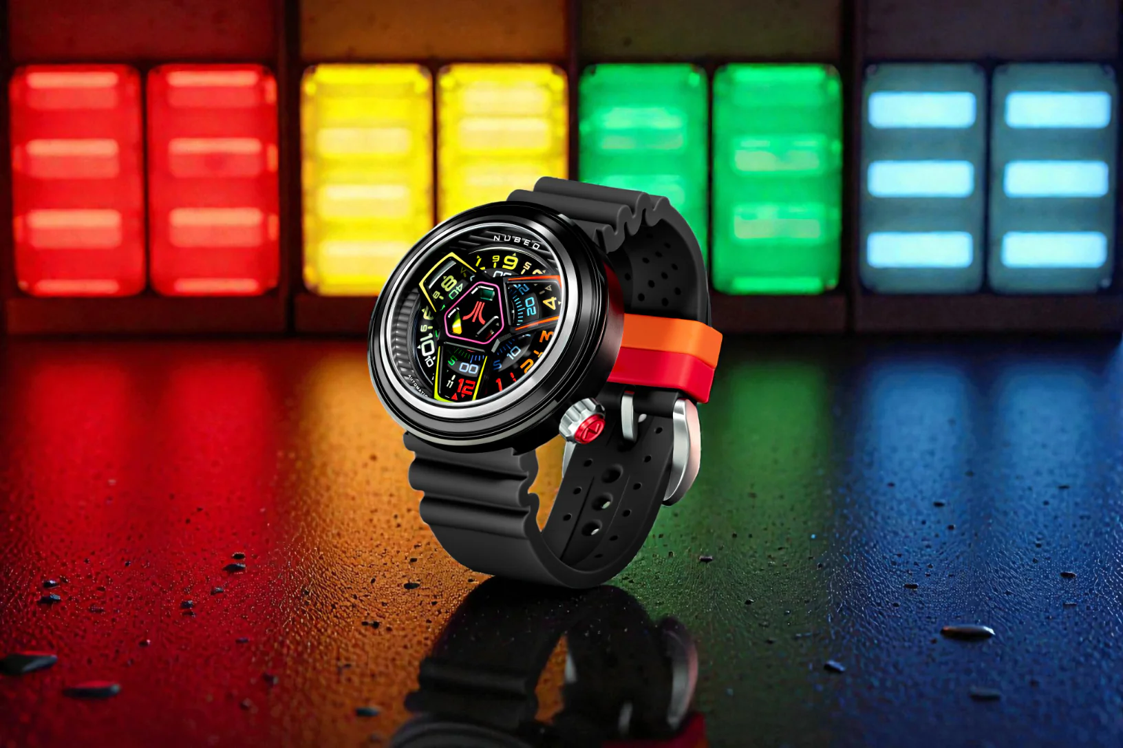 Nubeo Men's 48mm Ventana Atari Retro Gamer Automatic Rubber Strap Watch - Image 9