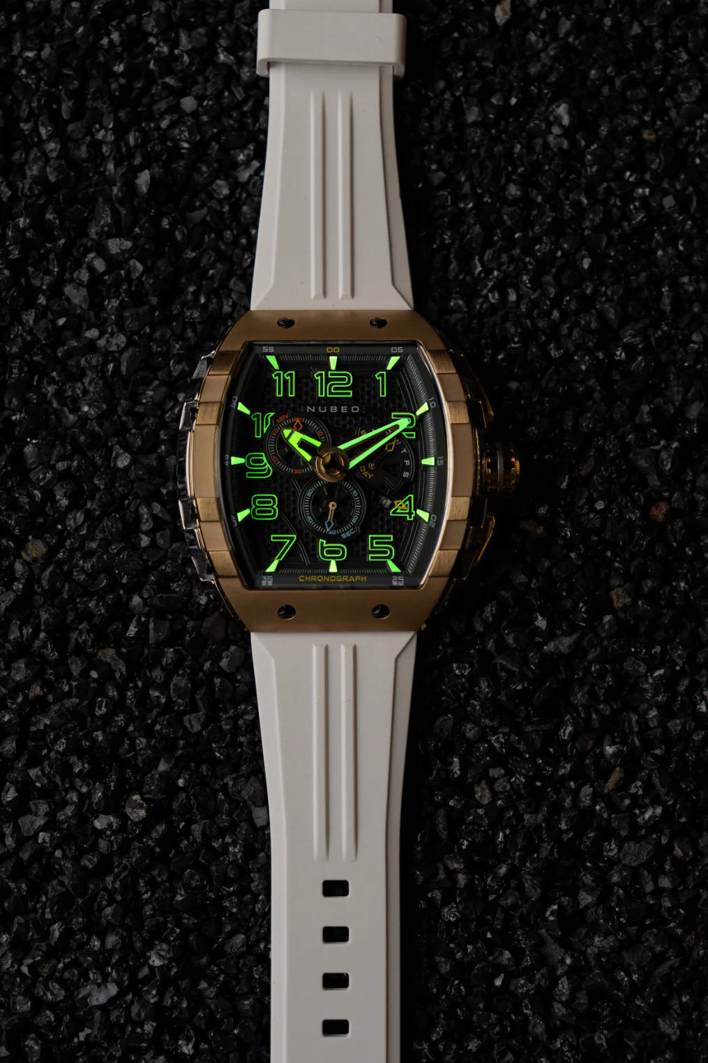 Nubeo Men's 49mm Magellan Retrograde Quartz Chronograph Silicone Strap Watch - Image 10