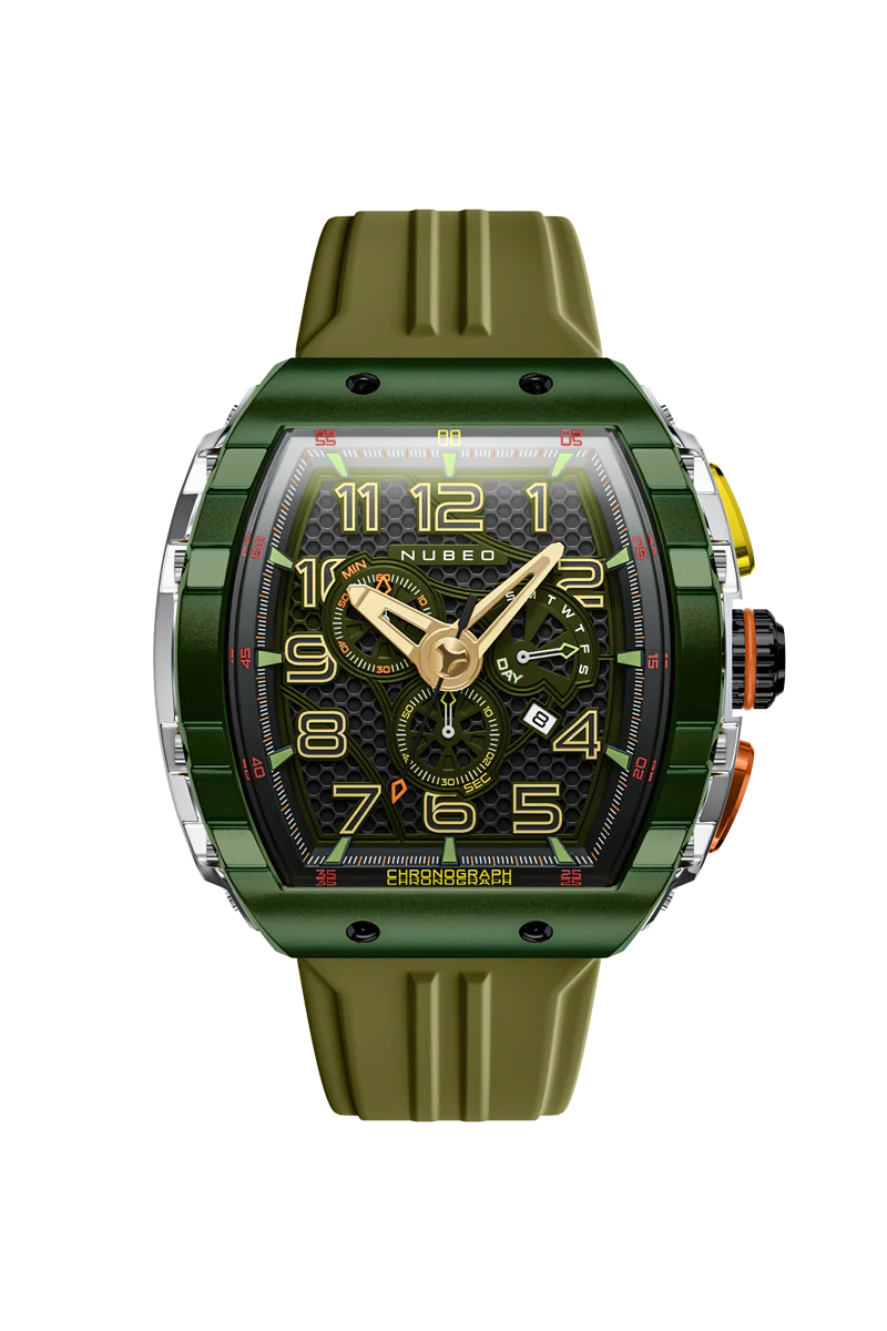 Nubeo Men's 49mm Magellan Retrograde Quartz Chronograph Silicone Strap Watch - Image 2