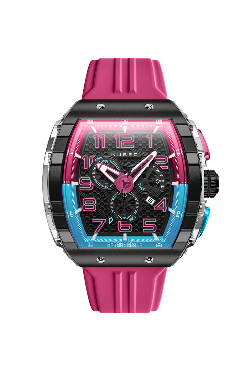 Nubeo Men's 49mm Magellan Retrograde Quartz Chronograph Silicone Strap Watch - Image 4
