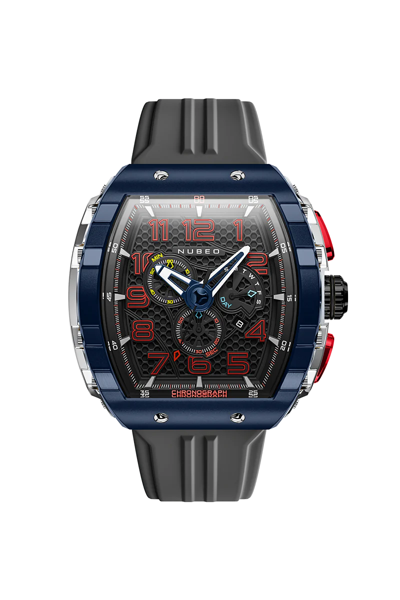 Nubeo Men's 49mm Magellan Retrograde Quartz Chronograph Silicone Strap Watch - Image 5