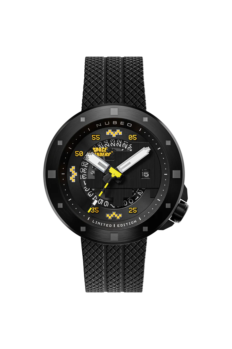 Nubeo Men's 50mm Cassini Space Invaders Automatic Limited Edition Black Strap Watch - Image 4