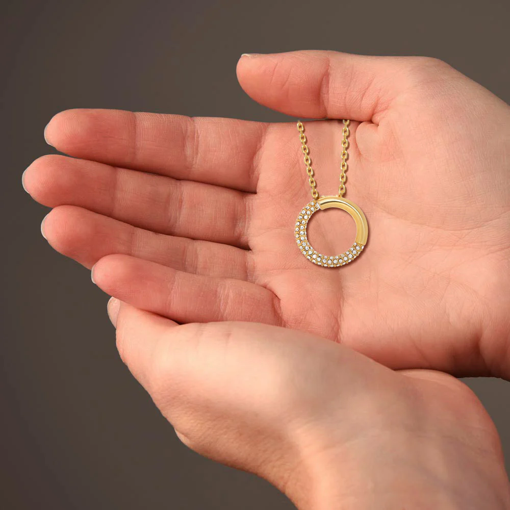 TRYNDI 18K Gold Plated Swarovski Crystal Open Circle Necklace - Image 8