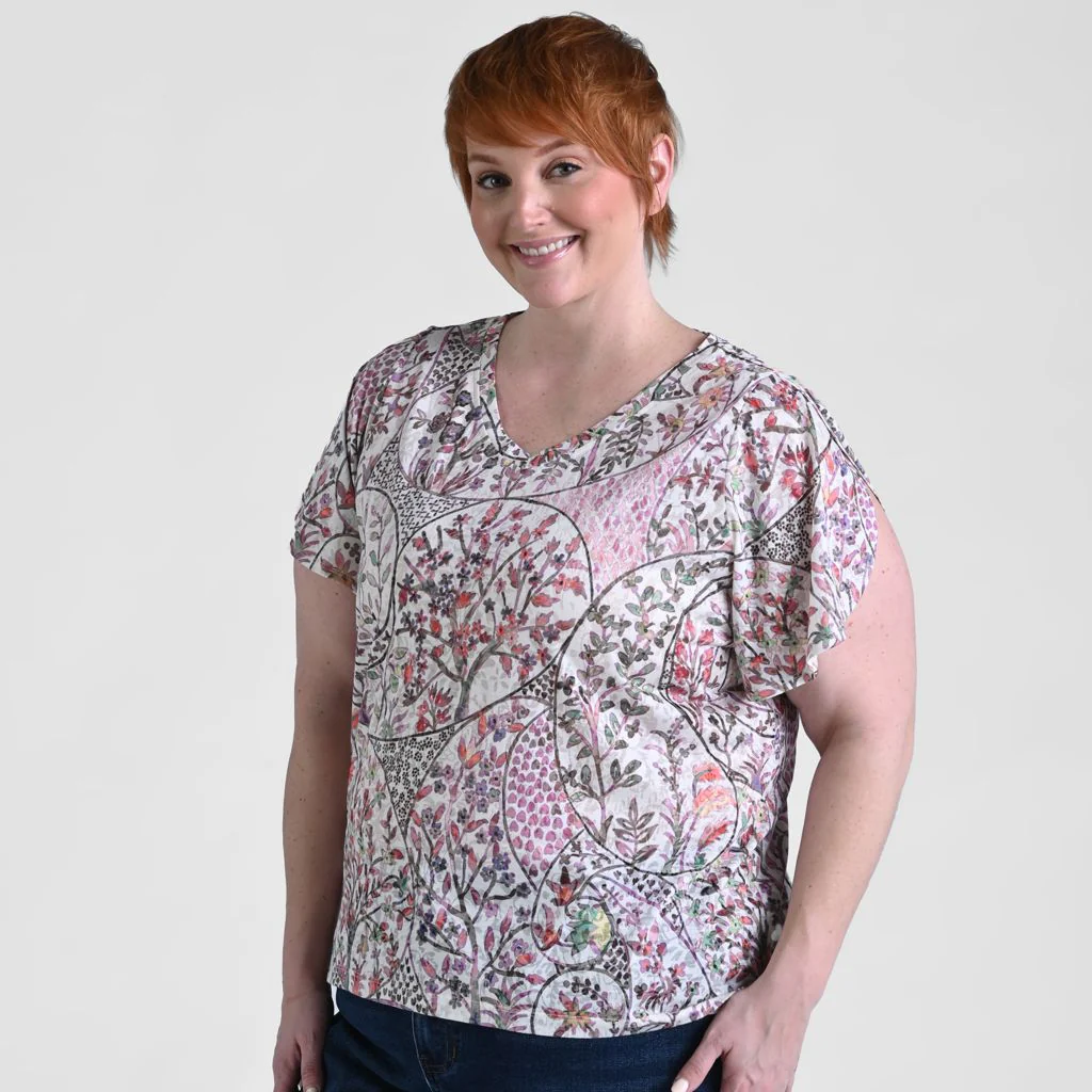 Christopher & Banks Paisley Printed V Neck Tulip Sleeve Top - Image 8
