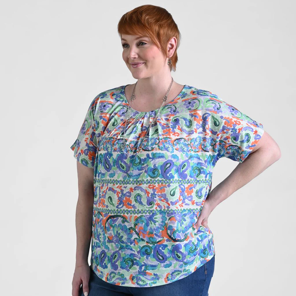 Christopher & Banks Paisley Stripe Print Short Sleeve Tee - Image 10