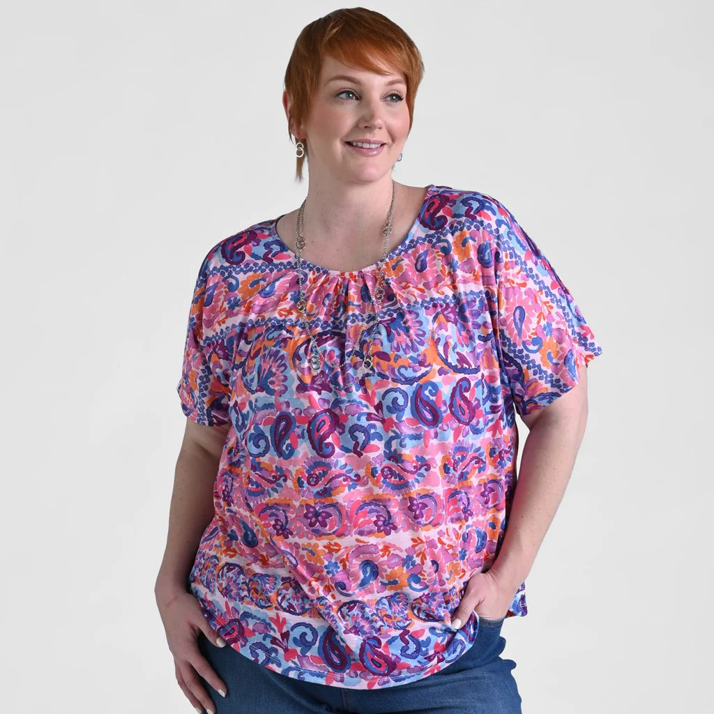 Christopher & Banks Paisley Stripe Print Short Sleeve Tee - Image 6