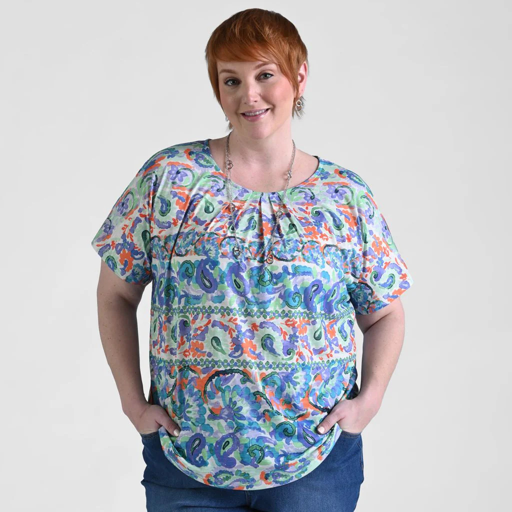Christopher & Banks Paisley Stripe Print Short Sleeve Tee - Image 8