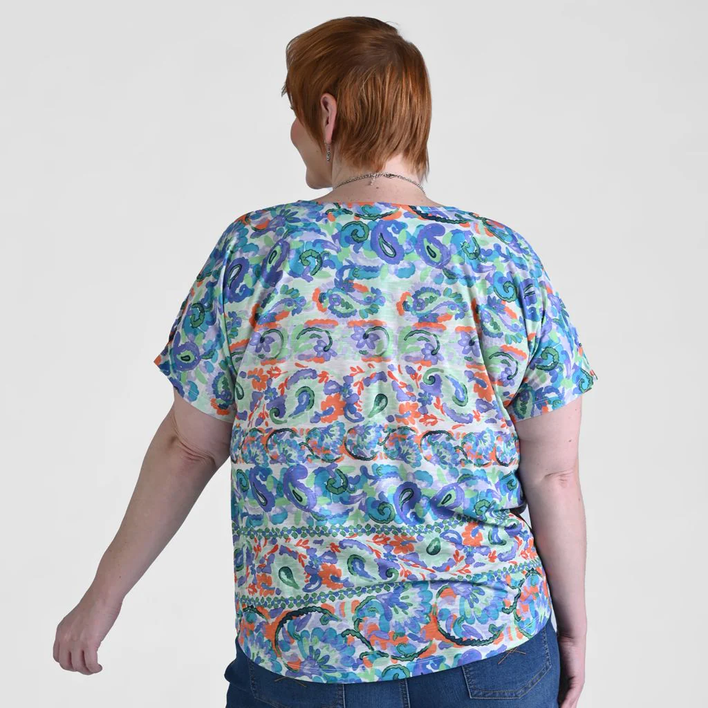 Christopher & Banks Paisley Stripe Print Short Sleeve Tee - Image 9