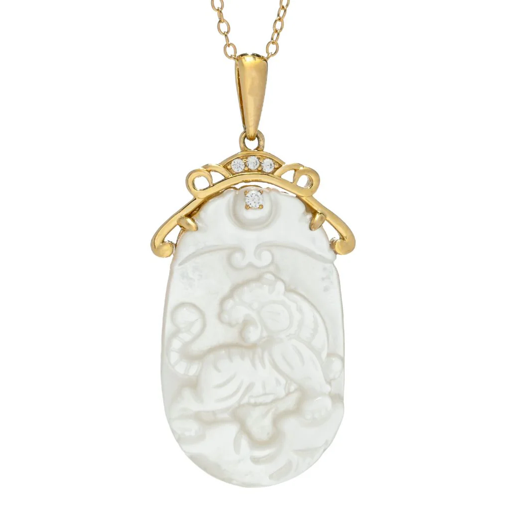 Passport to China 18K Gold Plated Carved Mother-of-Pearl Animal Pendant - Image 3
