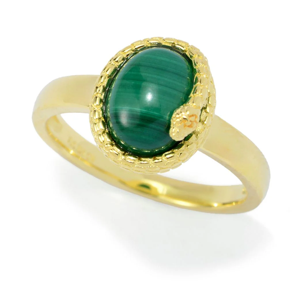 Passport to Egypt 18K Gold Plated Choice of 9x7mm Oval Gem Snake Wrap Ring - Image 2