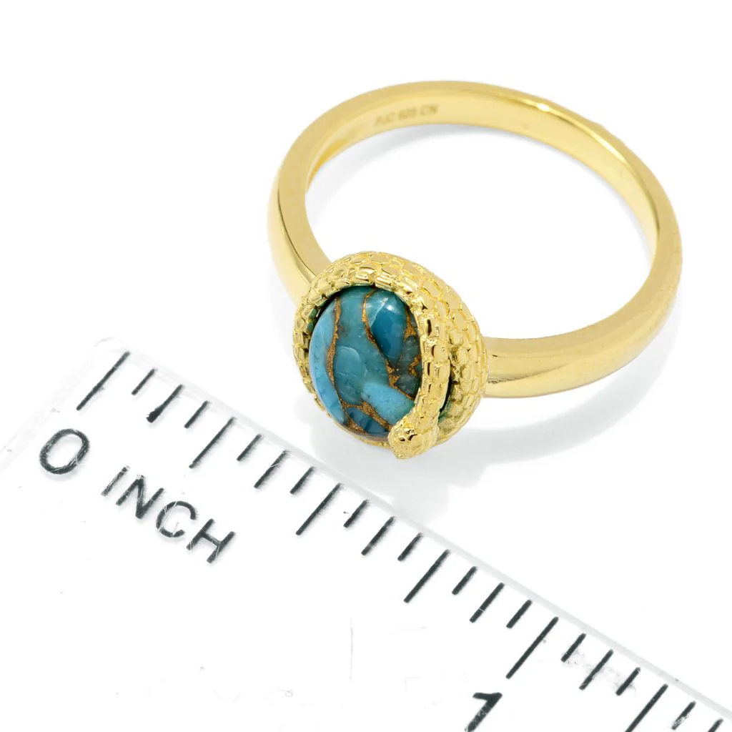 Passport to Egypt 18K Gold Plated Choice of 9x7mm Oval Gem Snake Wrap Ring - Image 3