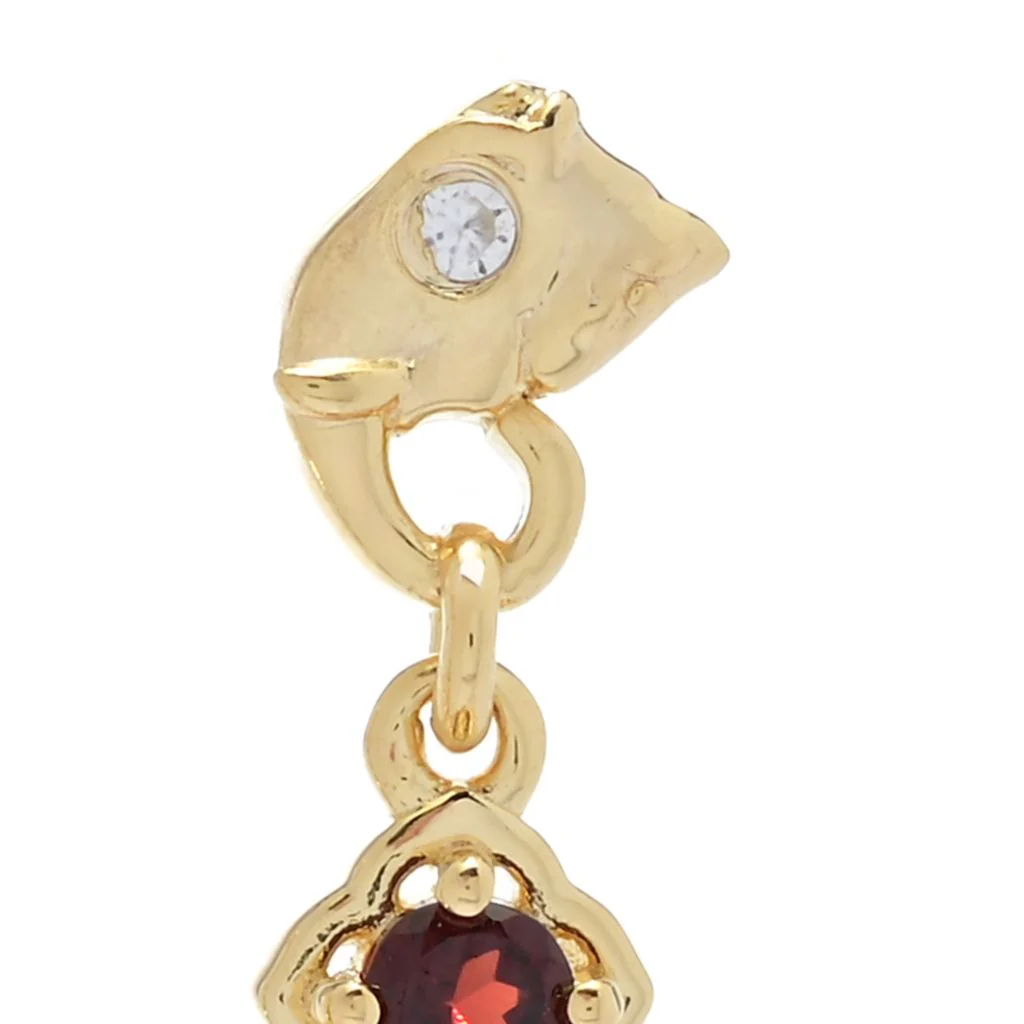 Passport to India 3.00ctw Red Garnet & Zircon Elephant Drop Earrings - Image 2