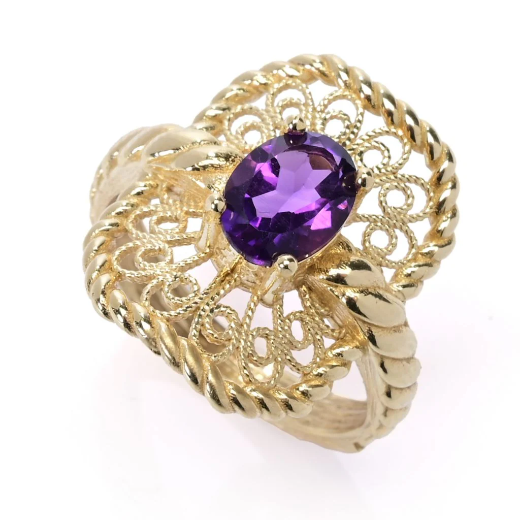 Passport to Turkey Gold Plated Choice of Gemstone Filigree Ring - Image 3