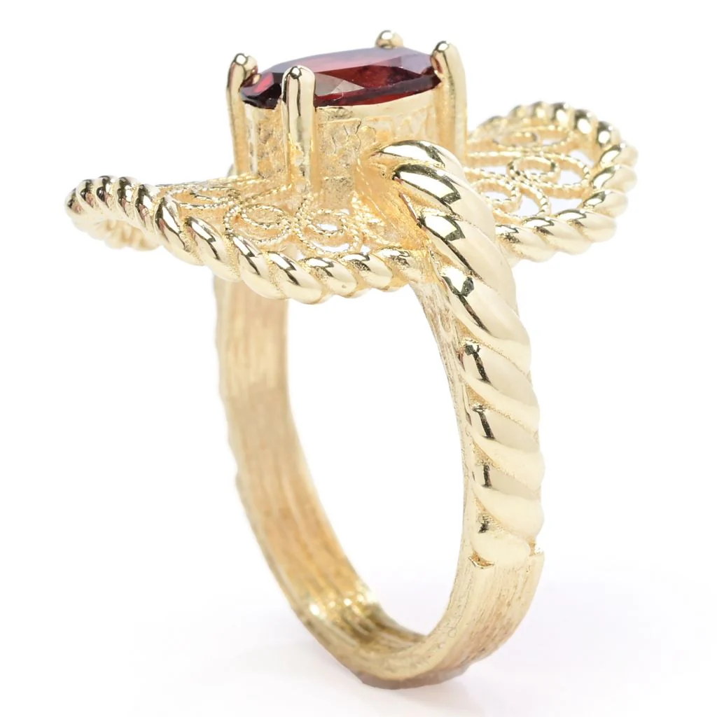 Passport to Turkey Gold Plated Choice of Gemstone Filigree Ring - Image 4