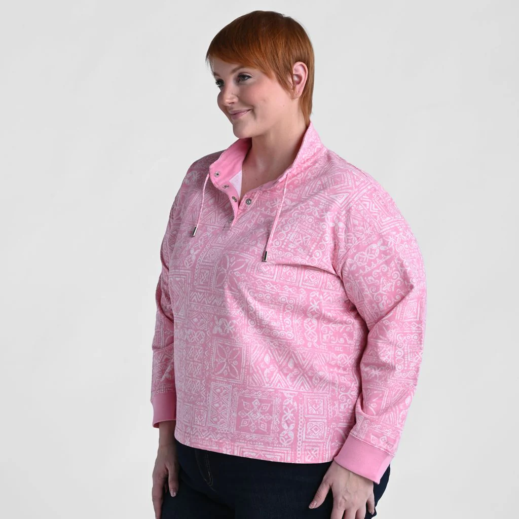 Christopher & Banks Patchwork Print Mock Neck Sweatshirt - Image 10
