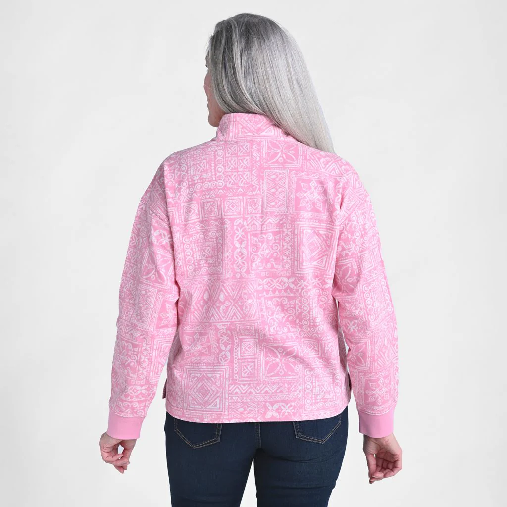 Christopher & Banks Patchwork Print Mock Neck Sweatshirt - Image 4