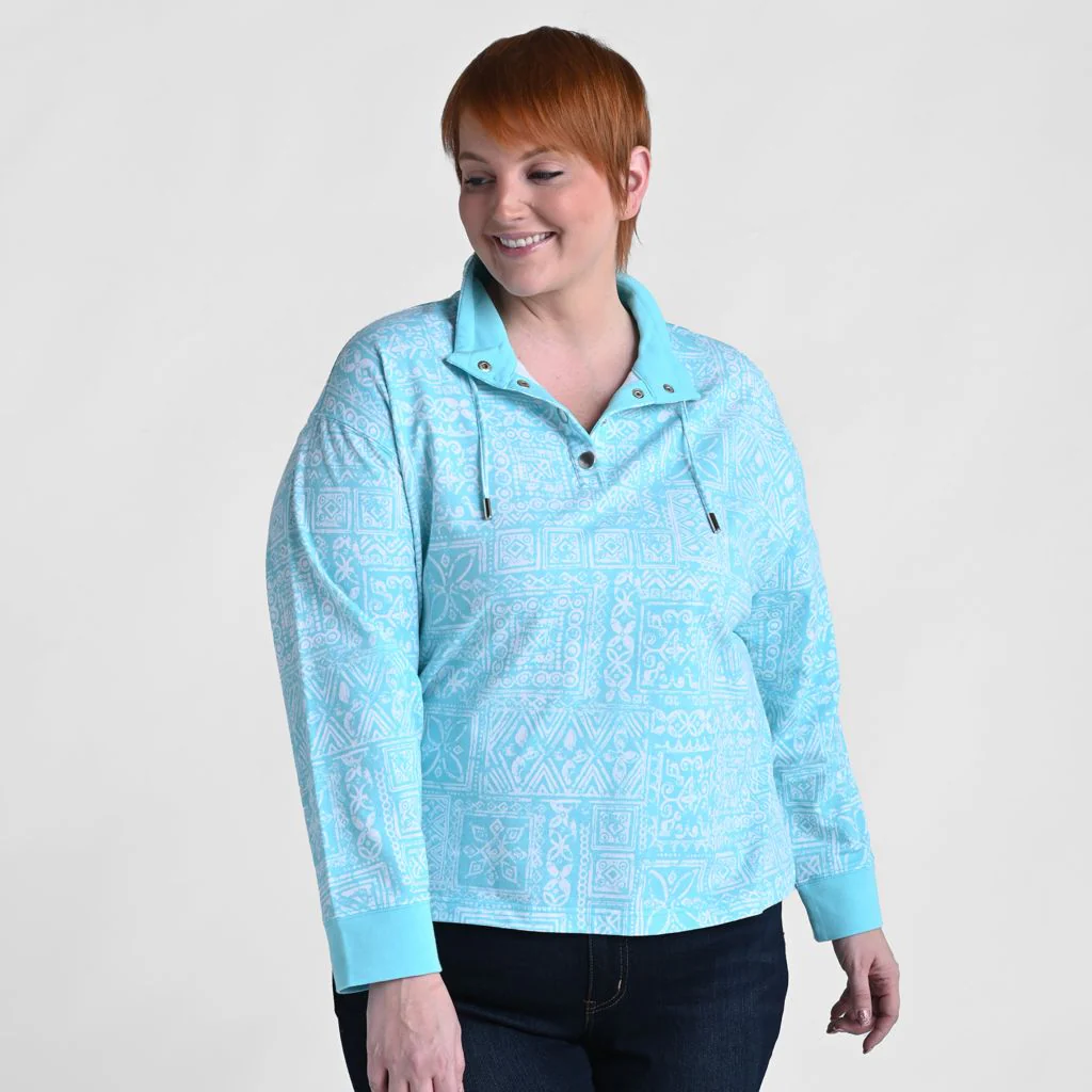Christopher & Banks Patchwork Print Mock Neck Sweatshirt - Image 6