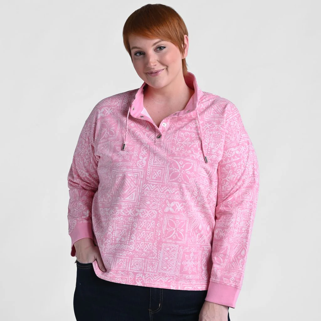 Christopher & Banks Patchwork Print Mock Neck Sweatshirt - Image 7