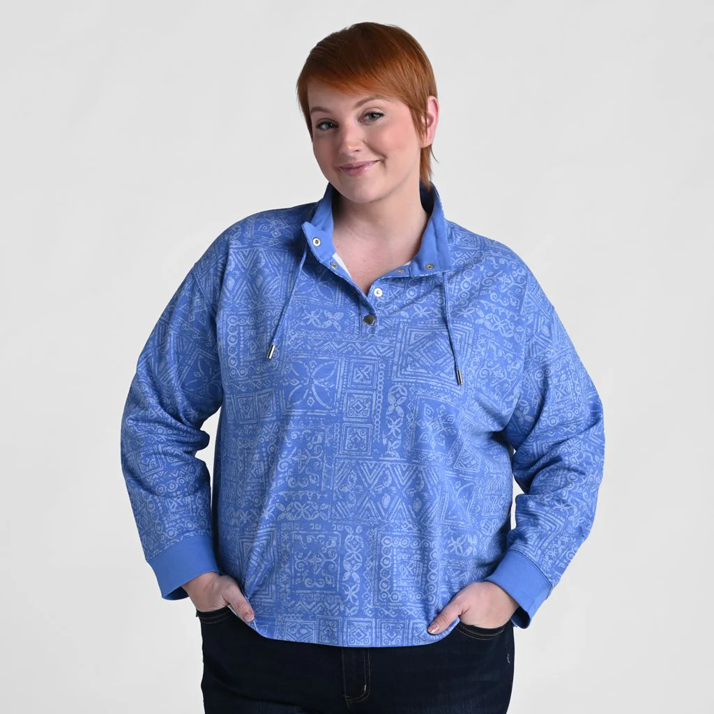 Christopher & Banks Patchwork Print Mock Neck Sweatshirt - Image 8