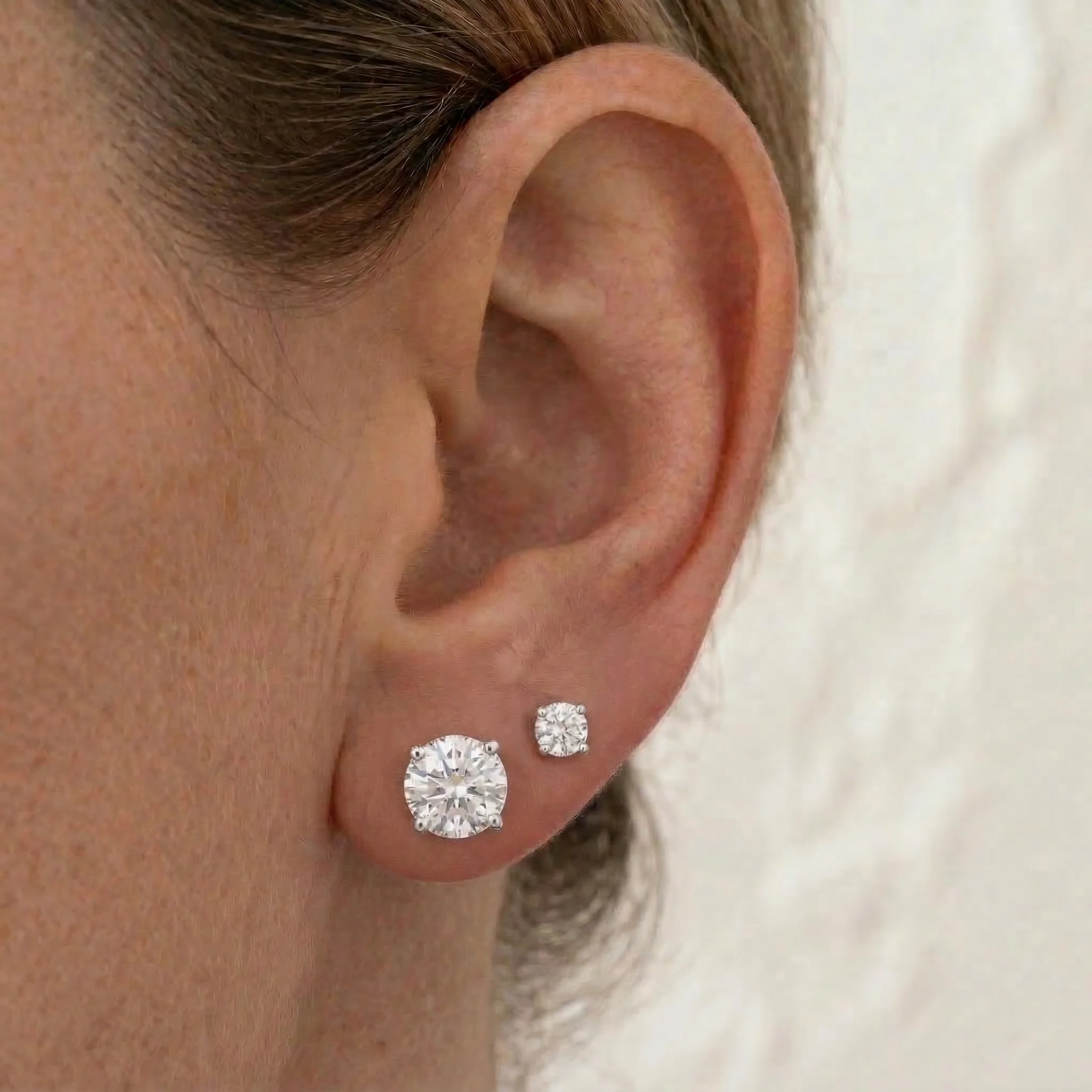Peace Jewelers 14K Gold Set of 2 Pairs Lab-Grown Diamond Earrings - 1.0ctw & 0.25ctw - Image 3