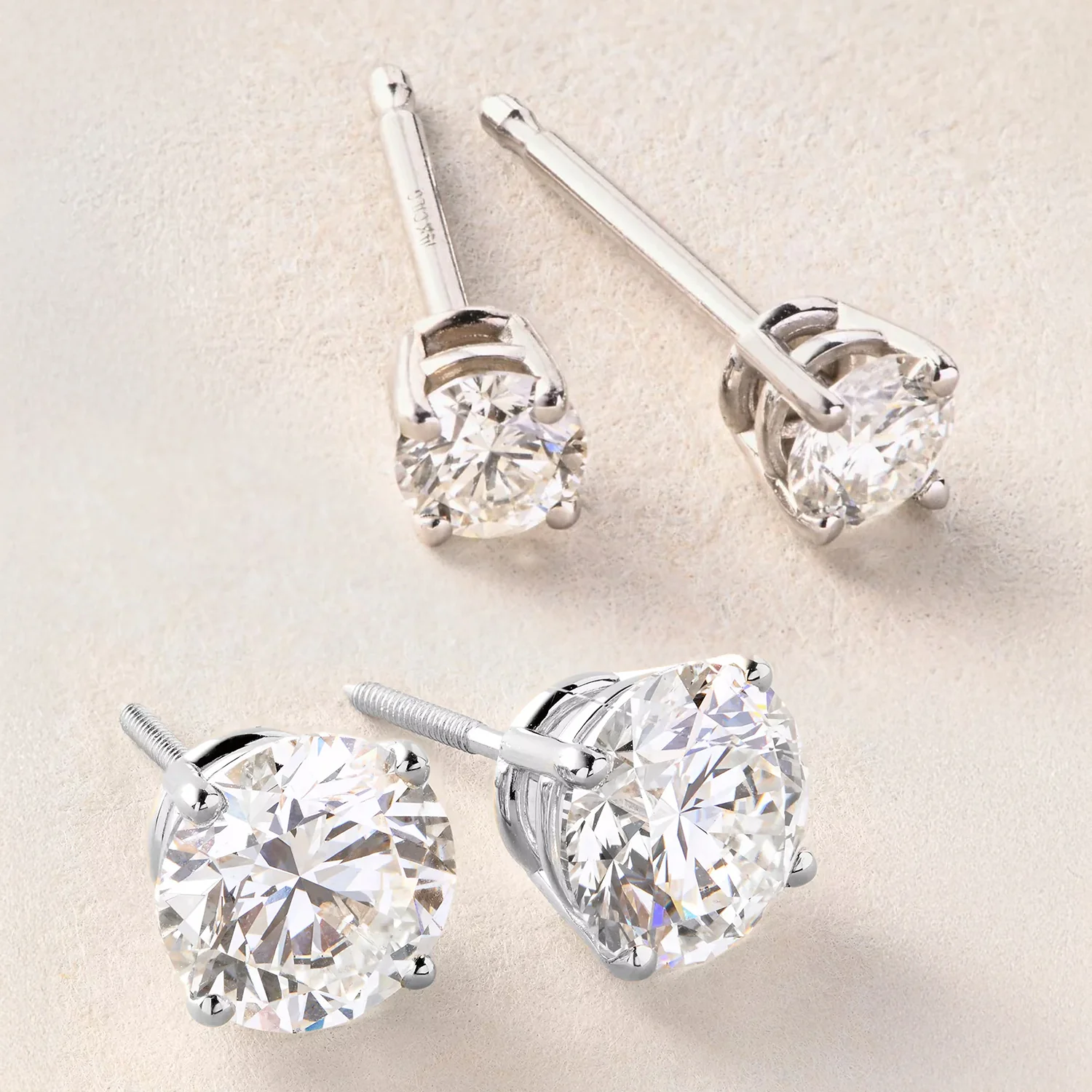 Peace Jewelers 14K Gold Set of 2 Pairs Lab-Grown Diamond Earrings - 1.0ctw & 0.25ctw - Image 4