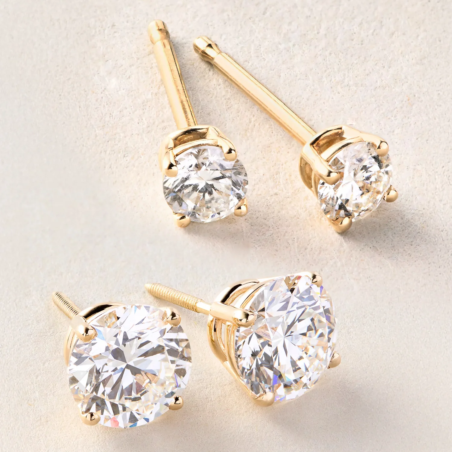 Peace Jewelers 14K Gold Set of 2 Pairs Lab-Grown Diamond Earrings - 1.0ctw & 0.25ctw - Image 5