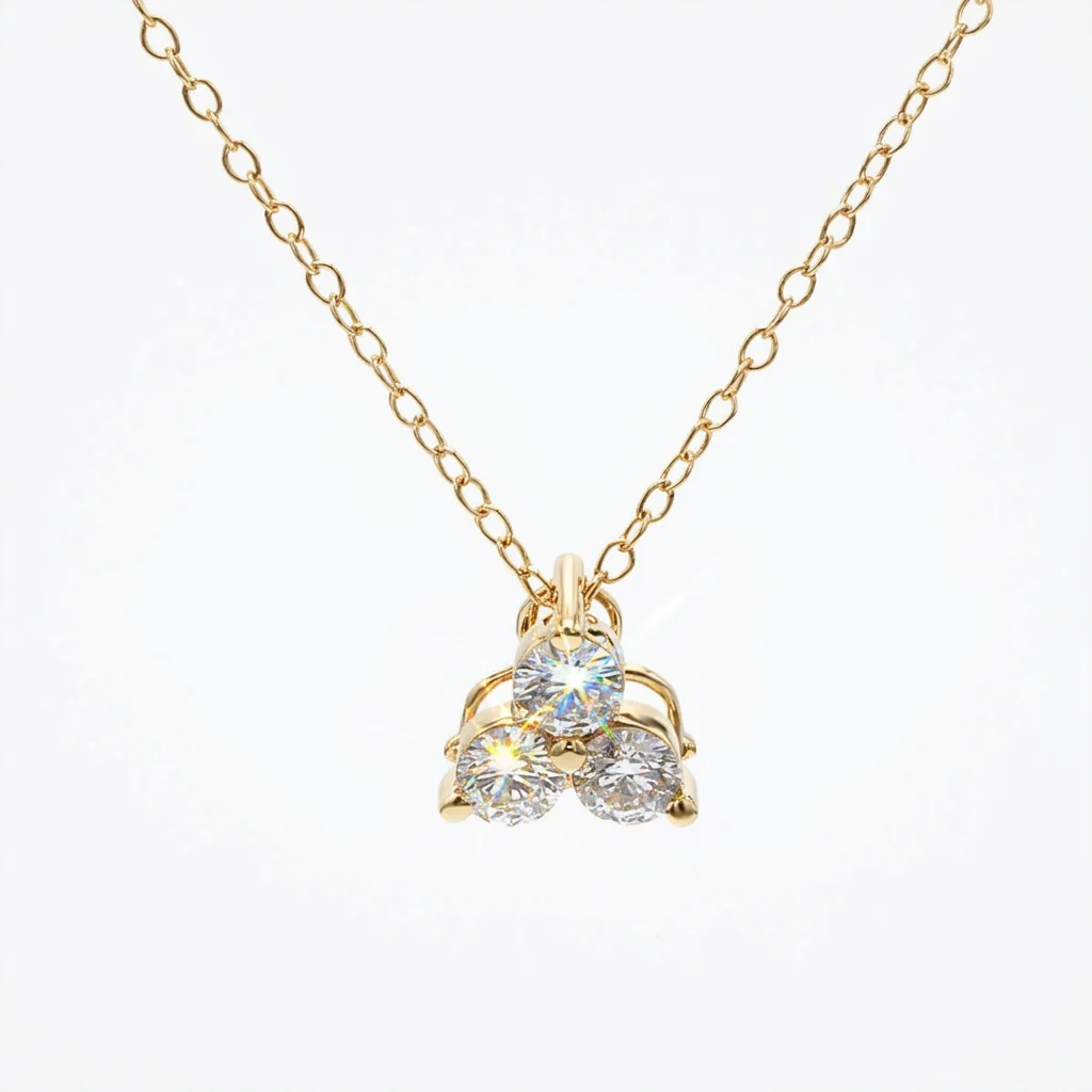 Peace Jewelers 14K Gold 0.50ctw Lab-Grown Diamond 3-Stone Trinity Pendant with Chain - Image 2