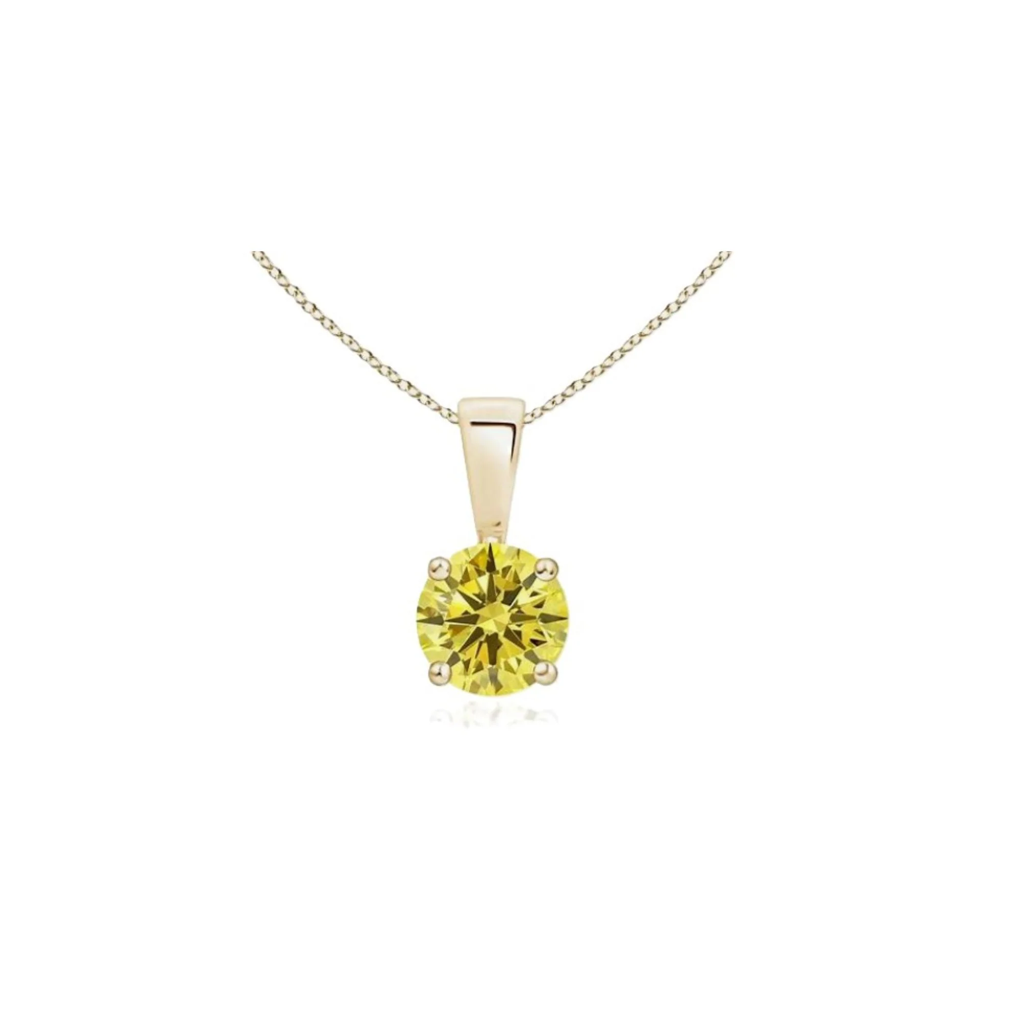 Peace Jewelers 14K Gold 2.00ctw Lab-Grown Diamond Fancy Yellow Solitaire Pendant with 18" Chain - Image 2