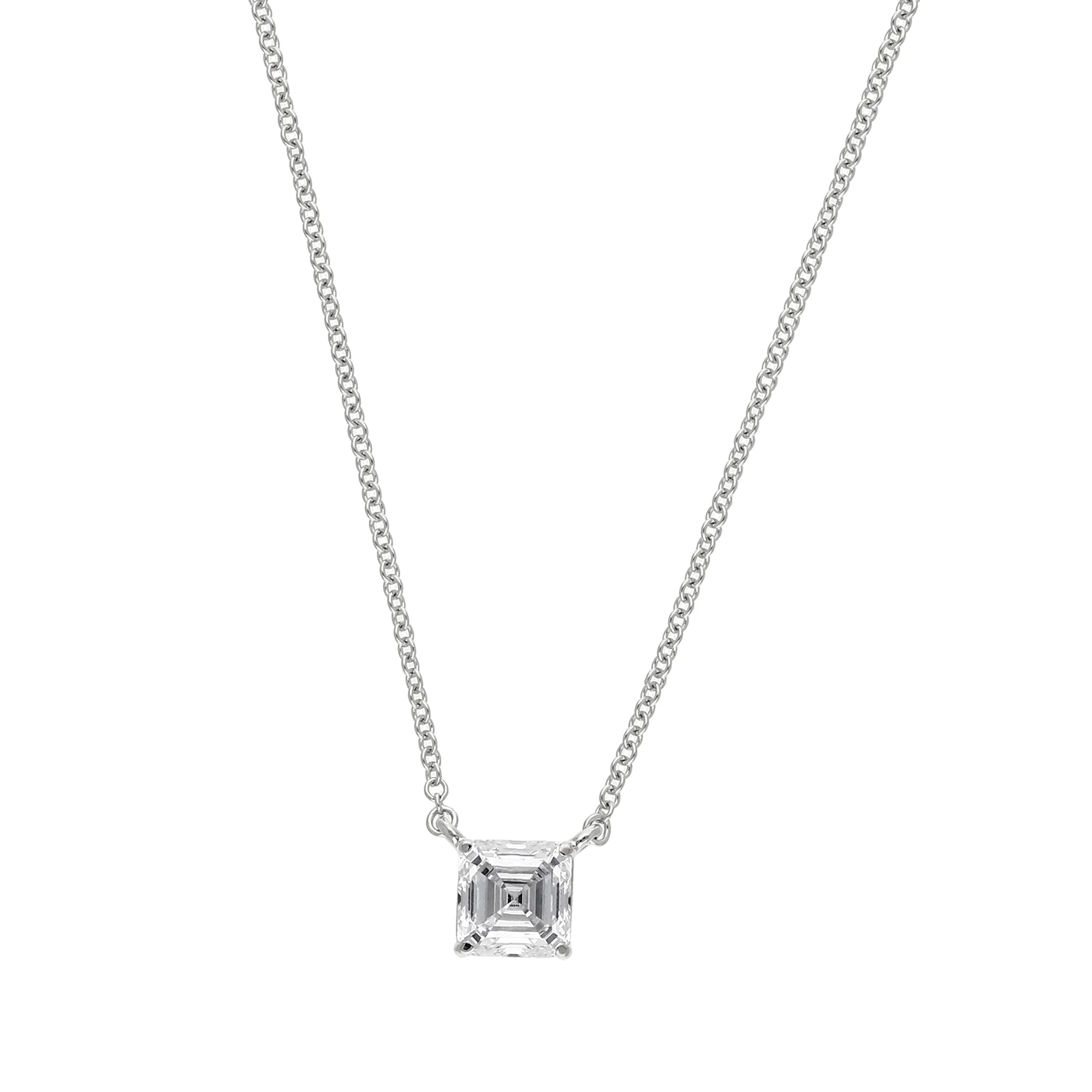 Peace Jewelers 14K Gold Asscher-Cut Lab-Grown Diamond Solitaire Necklace - Image 2