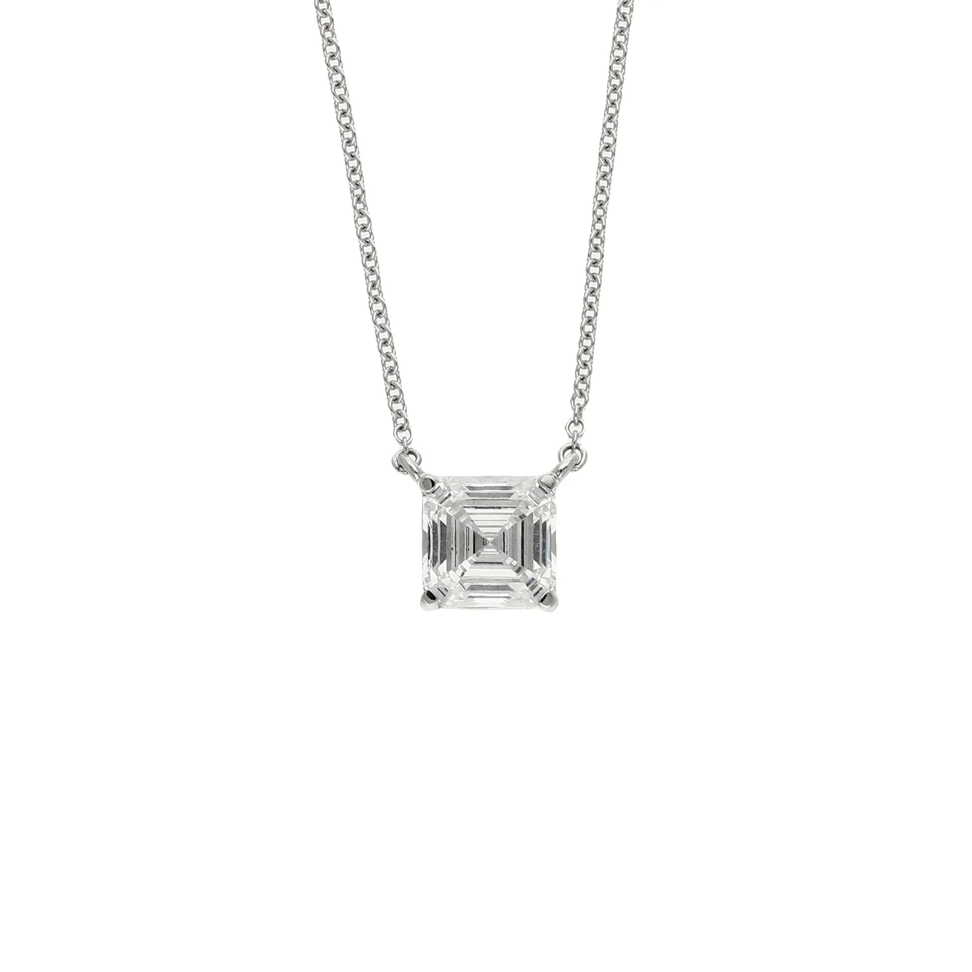 Peace Jewelers 14K Gold Asscher-Cut Lab-Grown Diamond Solitaire Necklace - Image 3