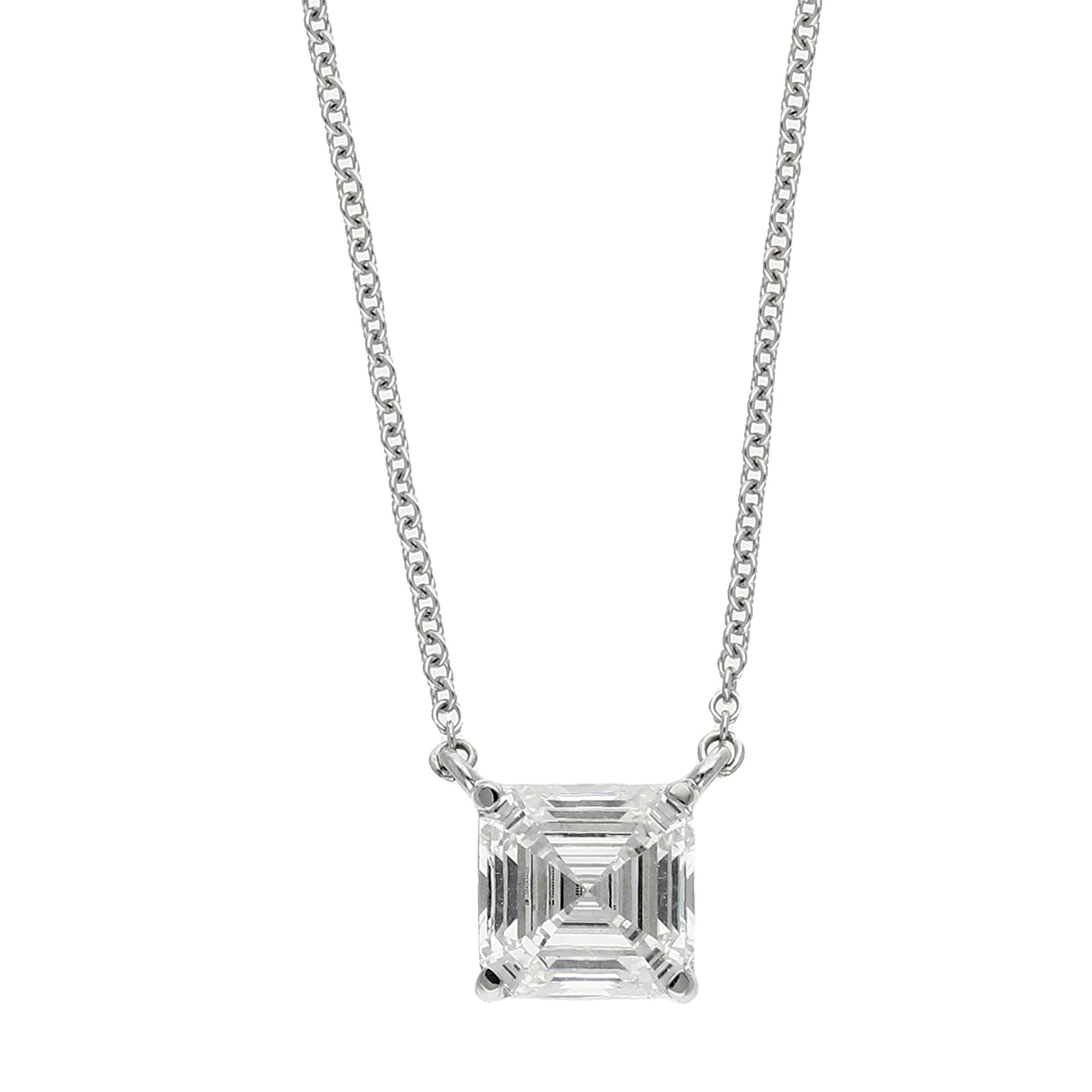 Peace Jewelers 14K Gold Asscher-Cut Lab-Grown Diamond Solitaire Necklace - Image 4