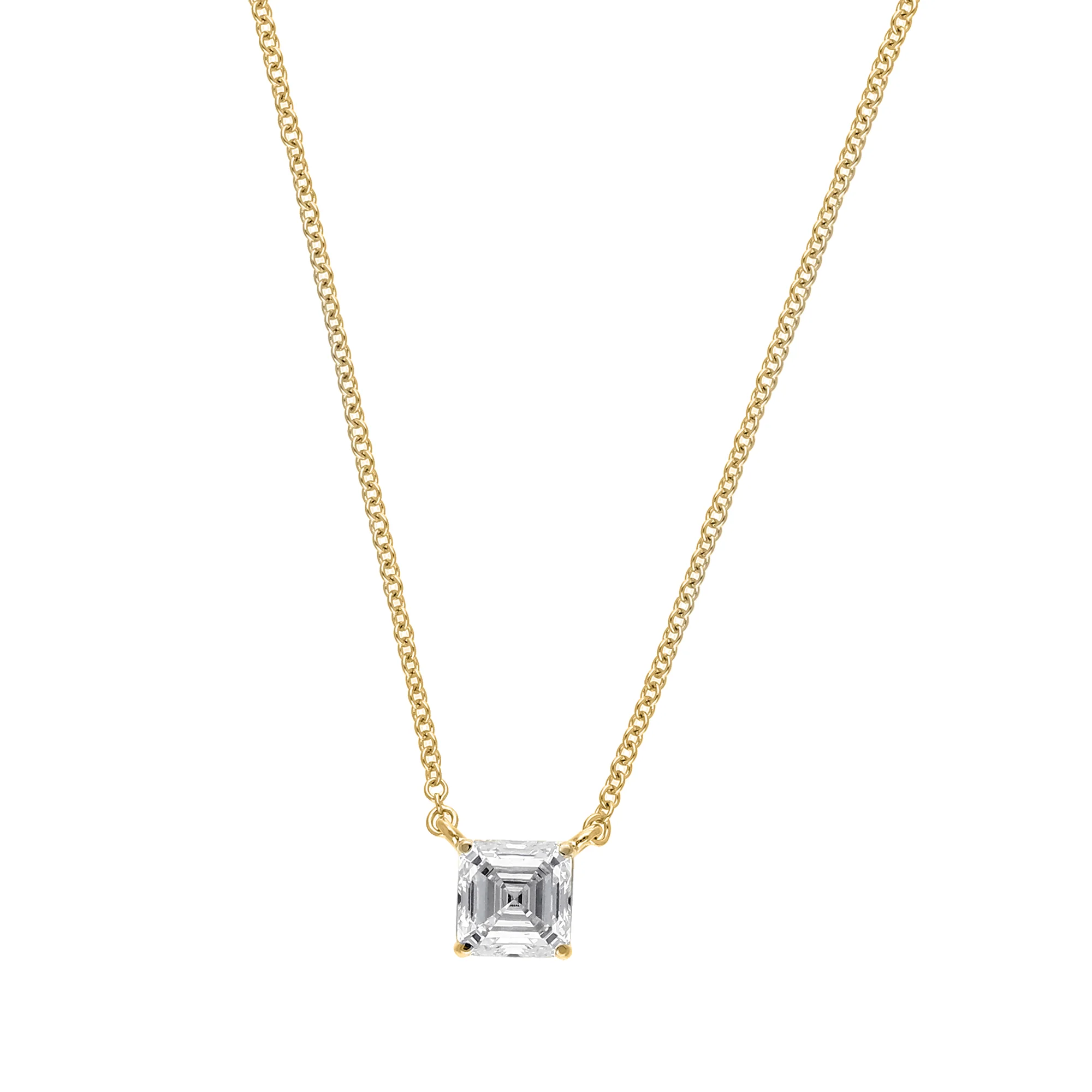 Peace Jewelers 14K Gold Asscher-Cut Lab-Grown Diamond Solitaire Necklace - Image 5