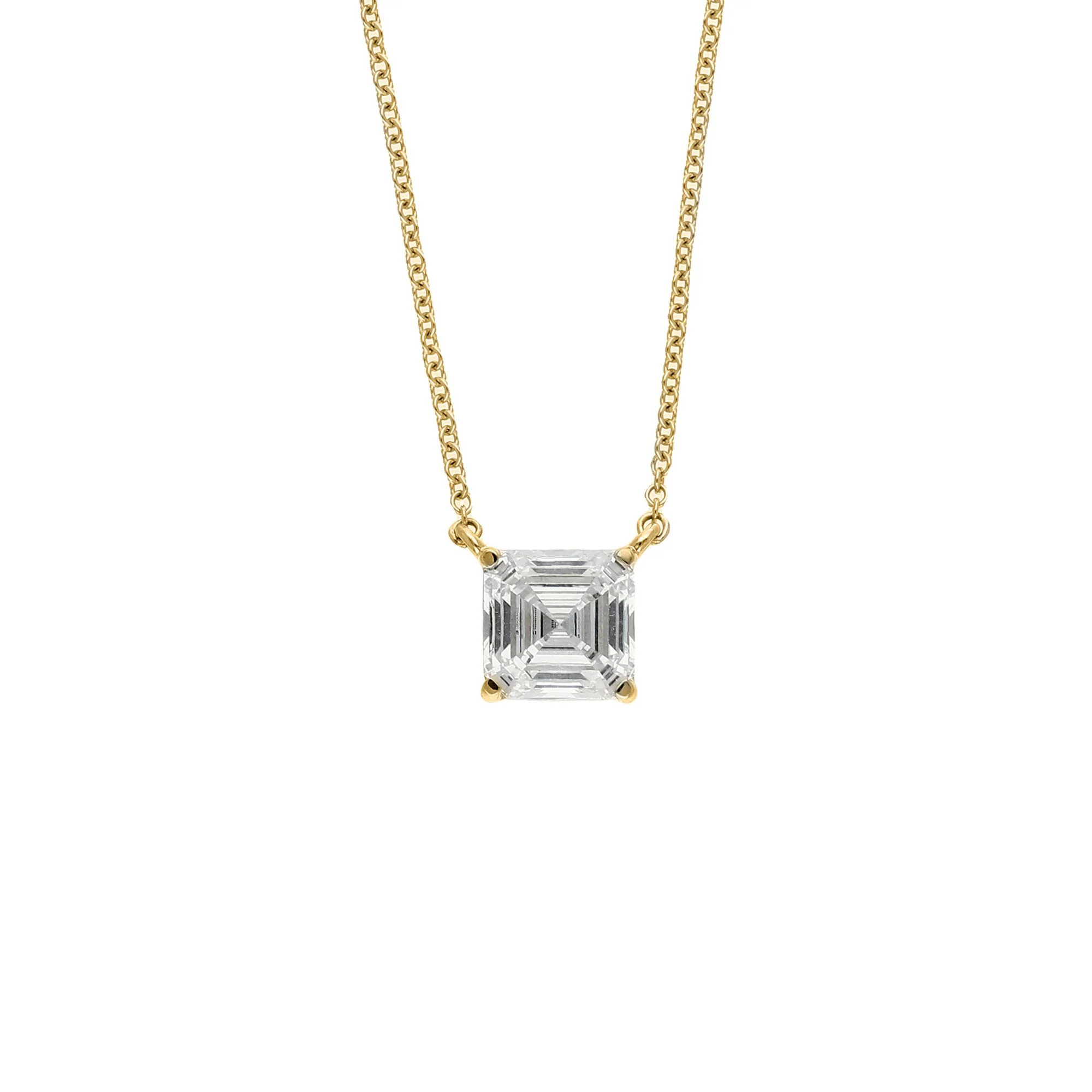 Peace Jewelers 14K Gold Asscher-Cut Lab-Grown Diamond Solitaire Necklace - Image 6