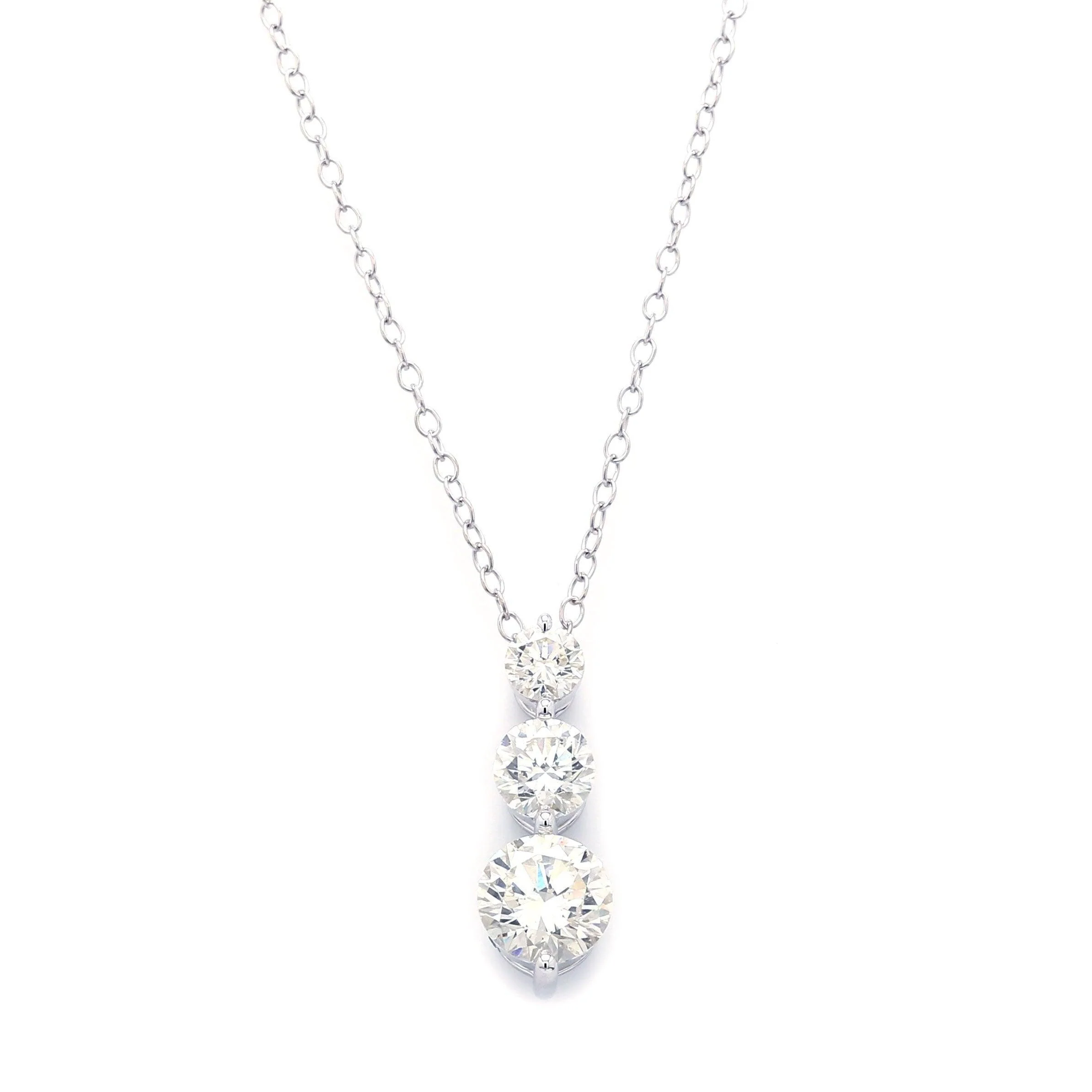 Peace Jewelers 14K Gold Choice of Carat Lab-Grown Diamond 3-Stone Drop Pendant with Chain - Image 3