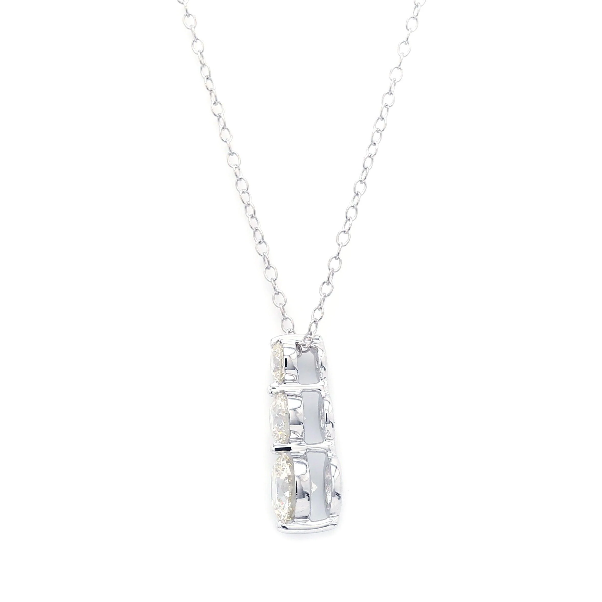 Peace Jewelers 14K Gold Choice of Carat Lab-Grown Diamond 3-Stone Drop Pendant with Chain - Image 6