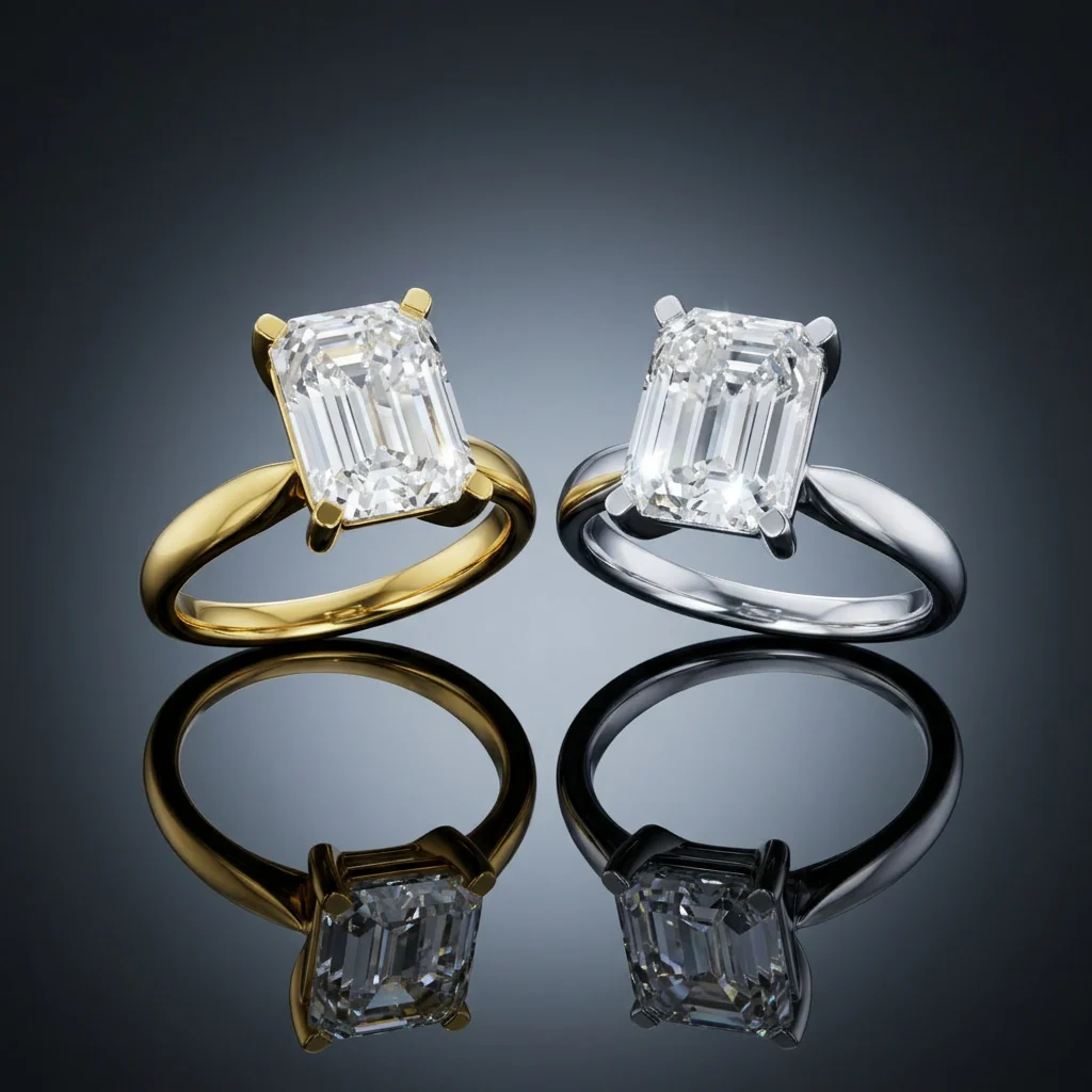 Peace Jewelers 14K Gold Emerald-Cut Lab-Grown Diamond Solitaire Ring - Image 9