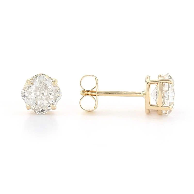 Peace Jewelers 14K Gold Lab-Grown Diamond Cushion-Cut Stud Earrings - Image 2